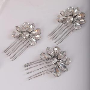 3pcs Silver Rhinestones Hair Comb Set for Wedding Brides Bridesmaid Women Girls Handmade Sparkle Hair Piece Vintage Hair Styling Jewelry (Silver)