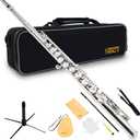 YANASON C Flute Closed Hole 16 Keys Flute Nickel-Plated for Beginner, Kids, Student with Carrying case, Metal stand, Gloves, Tuning Rod, Cleaning kit