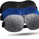 LKY DIGITAL Sleep Mask for Side Sleeper 3 Pack, Blackout 3D Eye Mask for Sleeping, Night Blindfold for Men Women