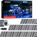 Nilight - TL-35 12PCS Motorcycle RGB Led Light Kit Waterproof Multi-Color Atmosphere Lights Lamp with Dual RF Wireless Remote Controllers for Harley Davidson Honda Kawasaki Suzuki