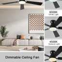 JSAITEE Ceiling Fans with Lights, 52Inch Low Profile Ceiling Fan with Light and Remote/App Control, Modern Flush Mount Black Ceiling Fan, 3CCT Dimmable, Reversible DC Motor, for Living Room,Bedroom