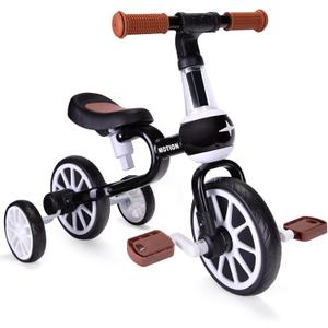 XIAPIA 3 in 1 Toddler Bike for 2-4 Year Old Girl Boy, Kids Tricycle with Adjustable Seat, Detachable Pedal and Training Wheels, Baby Balance Bike Trikes Riding Toys, Kids Chirstmas Birthday Gifts Pink (Black)