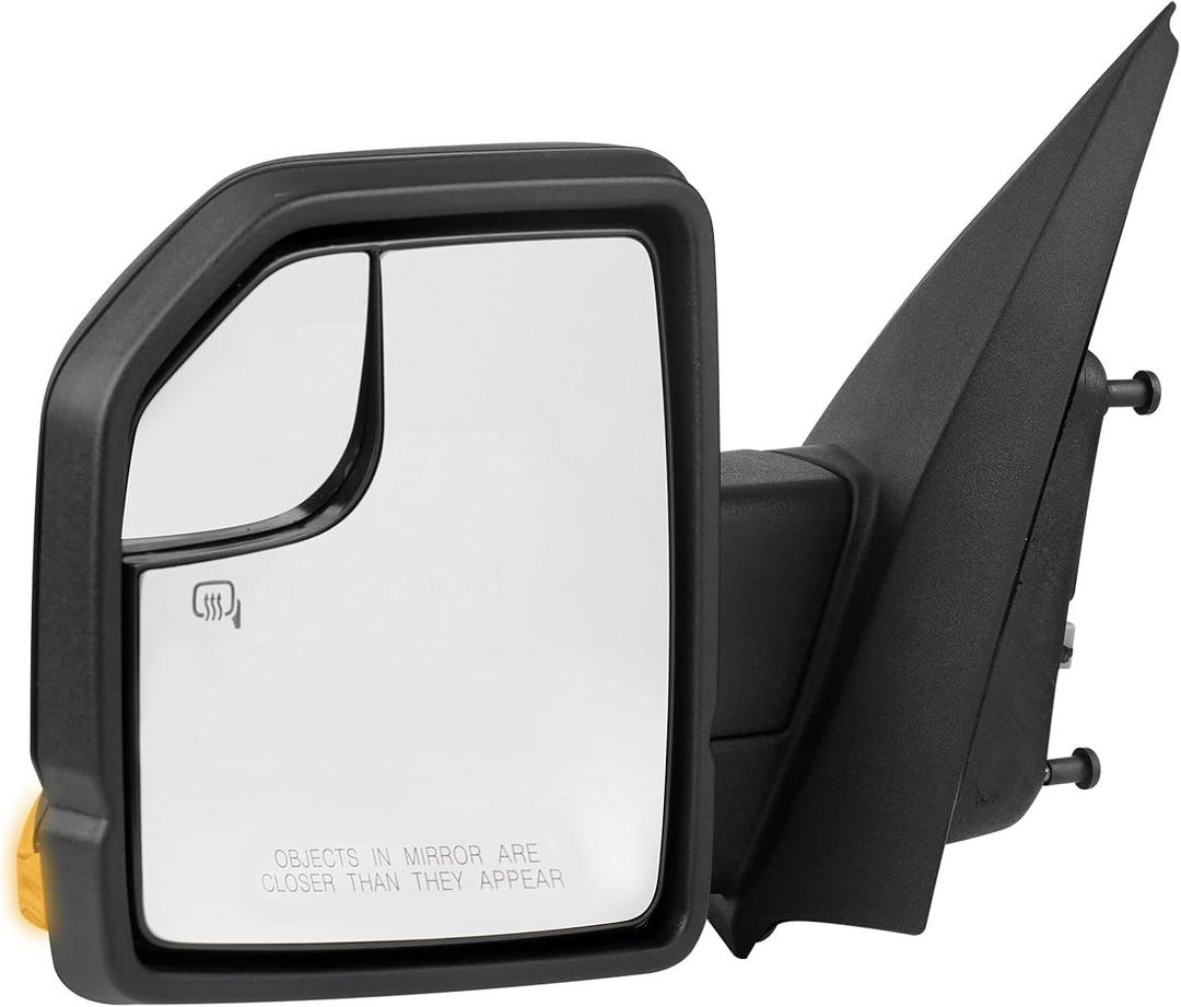 Driver Side View Mirror Assembly - Compatible with Ford F-150 2015-2020, Power Adjustable & Heated Glass, Turn Signal, Blind Spot Mirror - Left (FL3Z17683CB)