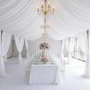 10 Panels White Ceiling Drapes for Weddings, 5ft x 30ft Chiffon White Draping Fabric for Birthday, Sheer Fabric Ceiling Curtains for Photo Background Ceremony Party Decoration