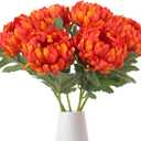 6pcs Large Chrysanthemums Artificial Flowers 18.8 in Orange Artificial Mums Flowers Silk Flower Spider Mum Flower for Floral Arrangements Bouquets Home Decor (Orange)