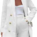Cicy Bell Womens 2 Piece Tweed Blazer Shorts Sets Long Sleeve Double Breasted Suit Jackets Business Outfit, S