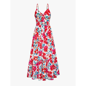 GRACE KARIN Women's 2025 Summer Maxi Dress Floral Tie Front Spaghetti Strap Casual Boho Beach Flowy Sundress with Pockets ( No Size)