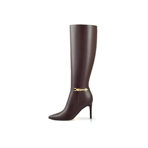 Adrizzlein Knee High Boots Women Pointed Toe Stiletto Tall Boots Sexy High Heel Long Boots Fashion Dress Shoes With Side Zipper Size 7 Brown