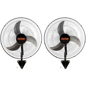 VEVOR Wall Mount Fan, 2 PCS 20 inch Oscillating, 3-speed High Velocity Max. 4000 CFM Industrial Wall Fan for Indoor, Commercial, Residential, Warehouse, Greenhouse, Workshop, Basement, Garage,Black