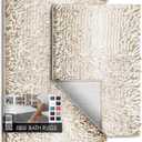 Hearth & Harbor Bathroom Rugs, Chenille Bath Mat - Machine Washable Bath Mats for Bathroom Non-Slip Backing Rubber, Quick Dry Bathroom Mat, 17 x 24 + 20 x 32 - Ombre Beige