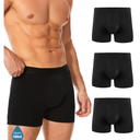 Men's Incontinence Underwear, Leak Proof Washable Reusable Cotton Boxer Brief, Heavy Flow Bladder Leak 3 Pack (Black, Large)