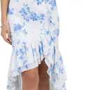 Women's Sexy Elegant Layered Frilled Ruffles Asymmetrical Hem Backless Strapless Maxi Bodycon Dress