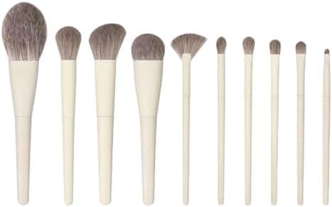 Dhjrefhhd 10Pcs Makeup Brush Set Professional Face Foundation Concealer Powder Blush Eyeshadow Brush Set For Foundation Blush Concealer Eyeshadow Travel Kit White suit