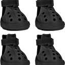 Dog Shoes, Dog Sandals for Hot Pavement, Water-Resistant Breathable Boots, Non-Slip Paw Protectors, Adjustable Straps Dog Rain Booties for Summer Beach and Rainy Day(Black) (#6(width 1.97 inch))