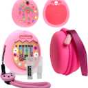 JCHPINE Hard Carrying Case and Silicone Cover Compatible with Tamagotchi Pix Interactive Virtual Pet Game Machine, Screen Film Protector for Tamagotchi Pix Accessories (Pink)
