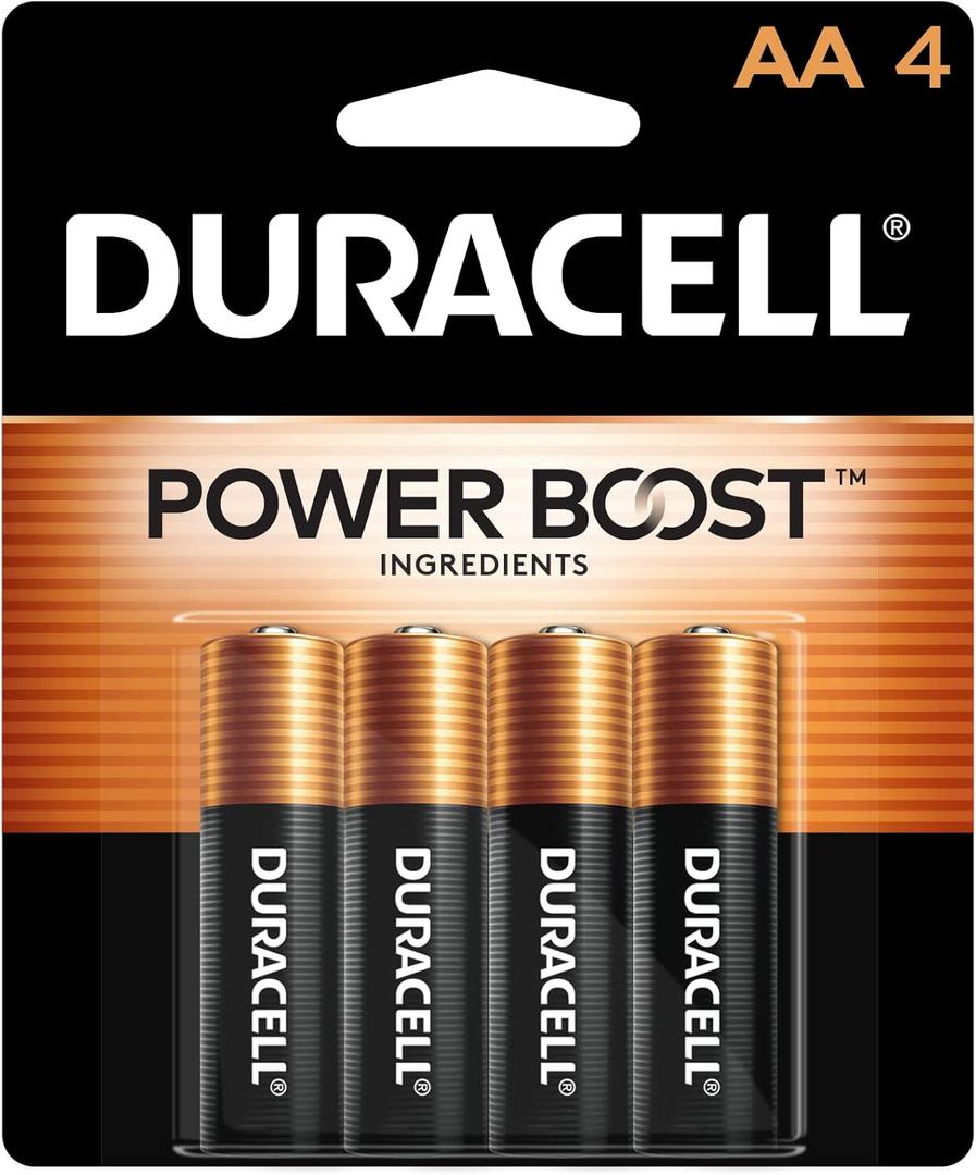 Duracell Coppertop AA Batteries with Power Boost Ingredients, 4 Count Pack Double A Battery with Long-lasting Power, Alkaline AA Battery for Household and Office Devices