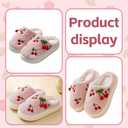 Cherry Slippers For Women Men Cozy Winter Warm Fuzzy Slippers House Slides Shoes Non Slip Cozy Home Bedroom Shoe (Pink), Size 5-6