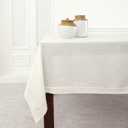 Solino Home Linen Ivory Tablecloth 60 x 144 Inch - Classic Hemstitch, 100% Pure Linen Rectangular Tablecloth - Machine Washable Table Cloth for Summer