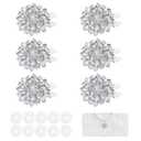 PATIKIL 6 Pcs Rhinestone Button Covers Decorative Clips with 10 Pcs White Sewing Buttons Detachable Marquise Sewing Replacement for Women Men DIY Crafts Accessories (White/Silver)