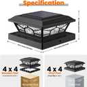 Brightever 4x4 3.5x3.5 Solar Post Cap Lights, 12-Pack Solar Powered Fence Post Light Outdoor Waterproof for Vinyl/Wooden Post, 2 Modes(Warm/Cool Light), Black Solar Deck Post Lights for Patio, Porch