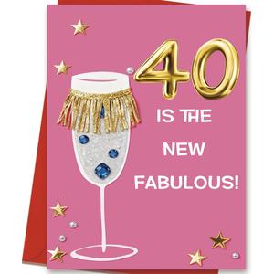 OJsensai Happy 40th Birthday Card & Gifts for Women, 40 Year Old Bday Gifts Ideas for Wife, Happy 40th Birthday Decorations, 8 x 5.3 inches / 20.5 x 13.5 cm
