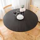 LIBERECOO Round Vinyl Fitted Tablecloth with Flannel Backing Elastic Edge Table Cover Waterproof Stain-Resistant Wipeable Tablcloths Fits 40-44" Round Tables