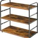 IBUYKE 3-Tier Bathroom Counter Organizer, Tray Countertop Storage Shelf, Kitchen Spice Rack Standing, Counter Standing Rack Cosmetic Holder, Rustic Brown TWJ001H (square)