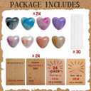 48 Pack Gem Valentines Day Cards,Valentine's Day Cards with Heart-Shaped Gemstone for School Classroom Class Party Favor,Valentines Heart Crystals with Cards Exchange Gift for Boys Girls