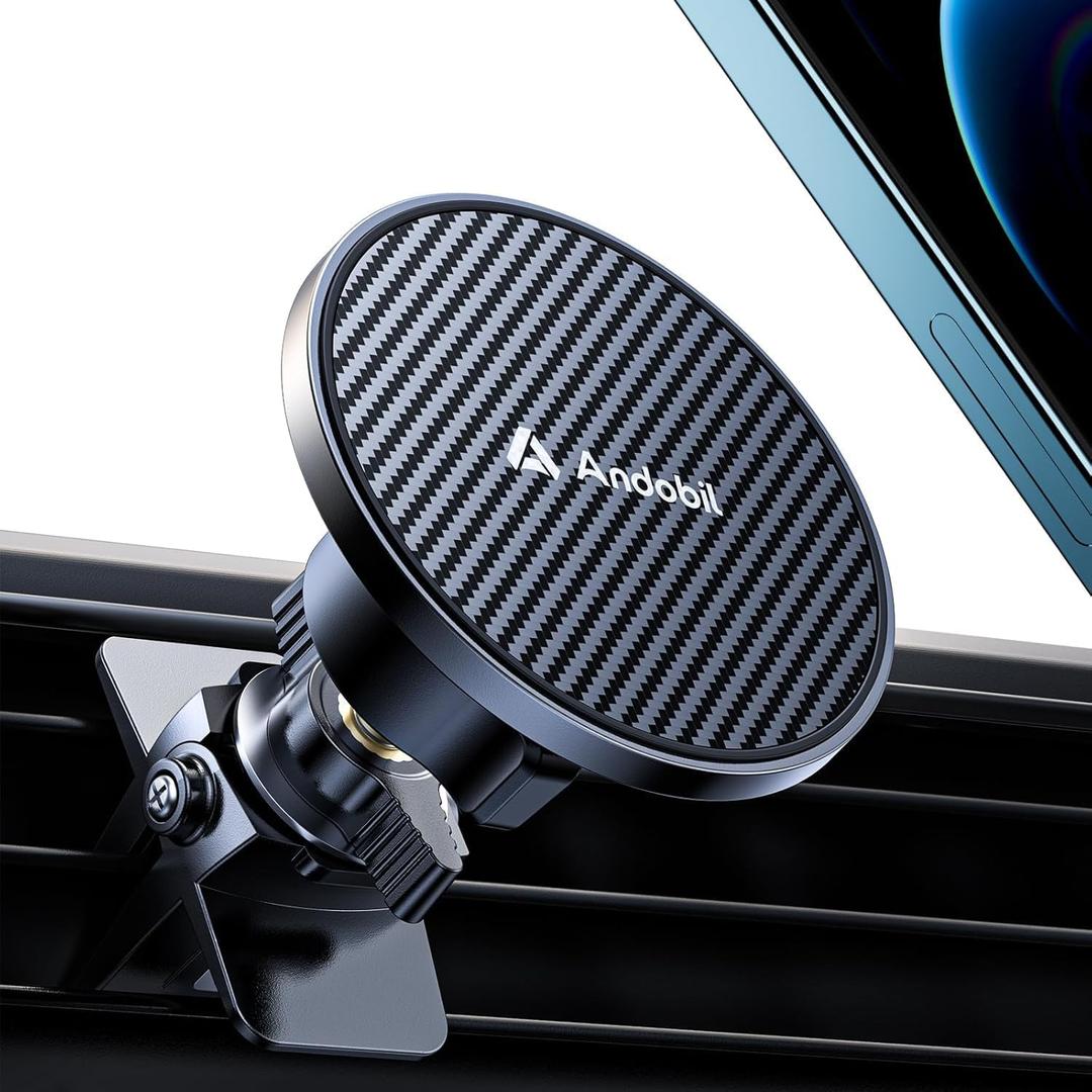 andobil for MagSafe Car Mount [Upgraded Strongest Magnet] Magnetic Phone Holder for Car Vent 360 Adjustable Magnetic Car Phone Holder Mount for iPhone 17 Pro Max 16 15 14 13 Plus Mini (Carbon Fiber)