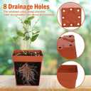 June Fox 100 Pack Red Square Nursery Pots with Drainage Holes 3.3 Inches Flexible Plastic Seedling Pots Square Pots for Plants, Succulent, Flower, with Plant Labels