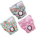 CuteBone Dog Diapers Female Washable Small Medium Large 3 Pack Reusable Doggie Diapers Puppy Period Pants for Doggy Heat Cycle Peeing