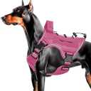 Heavy-Duty Tactical Dog Harness for Large Dogs, No Pull Adjustable Reflective Pet Vest with Molle System, K9 Military-Grade Control for Service Training, Outdoor & 10+ Breeds, Pink, XX-Large