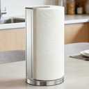 YIGII Paper Towel Holder Countertop with Anti Slip Weighted Base, Freestanding Stainless Steel Paper Roll Stand for Kitchen, Easy One-Handed Tear, Silver