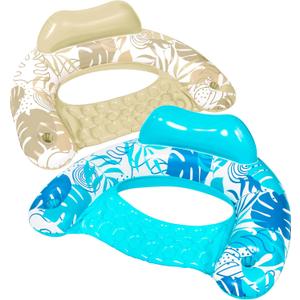 SLOOSH Inflatable Pool Floats Adult,2 Pack Pool Chairs with Cup Holders,Blow up Floats Chair,Hammock Noodle Mat for Relaxing Summer Water Fun Swimming Party Beach