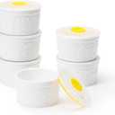 REANRO 10 oz Ramekins with Lid Set of 6, Porcelain Creme Brulee Souffle Bowls, White Pudding Cups Ramiken Oven Safe for Baking(White, Star)