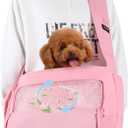 Dog Sling Carrier for Small Medium Dogs & Cats, Fits 718lbs, Soft Puffy Lightweight Pet Sling Carrier with Adjustable Padded Strap and Storage Pocket, Hands-Free for Travel, Hiking & Outdoor Pink