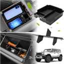 Sunsdrew 2025 Upgraded Center Console Organizer for 2025 2026 Ford Bronco 4-Door Accessories,2PCS Bronco Armrest Storage Box&Glove Box Organizer Slide smoothly Black(Not for 2-Door&Bronco Sport)