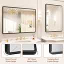 pertetey New Upgrade Bathroom Mirror, 40X30 Inch Black Metal Frame Wall Mounted Rounded Rectangle Bathroom Vanity Mirror with Tempered Glass for Washroom Bedroom Living Room