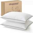 Cobnom Goose Feather and Down Pillows King Size Set of 2, 3-Chamber Hybrid Bed Pillows with 750 Fill-Power Down Surrounded, 100% Organic Cotton Cover, Medium Firm for All Sleepers(20x36 Inch)