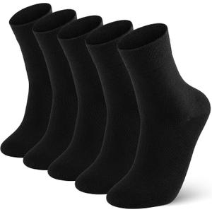 FGZ Mens Crew Socks Breathable Cotton Soft Casual Thin Socks for Men or Boys,5 Pairs(Black,13-15)