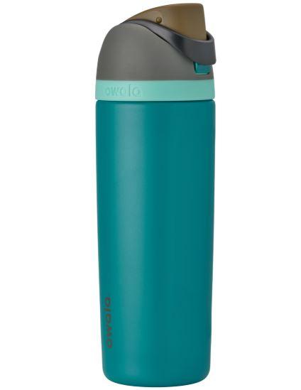 Owala FreeSip Sports Travel Water Bottle, 24 oz Blue Insulated Stainless Steel with Flip-Top Straw Lid