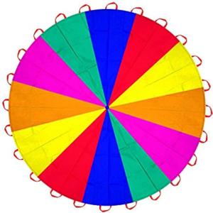 16.4ft Rainbow Parachute for Outdoor Party Games, Kids Play Parachute Group Cooperative Team Game Toys, Family Get-Together Entertainment