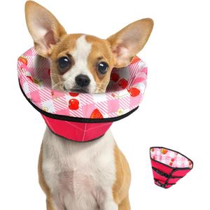 Soft Dog Cone Collar After Surgery: Adjustable Long Foldable Comfy Recovery Shame Elizabethan Stop Licking Small Medium Large Dogs (Red, S) (S(Neck:7.9"-10.6"))