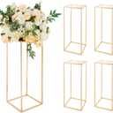 5pcs Gold Flower Stand Centerpieces,23.6inch Wedding Centerpieces Vase for Tables with Acrylic Plates,Rectangular Flower Display Rack for Table Decorations Event Home Party (23.6 Inch 5pcs)