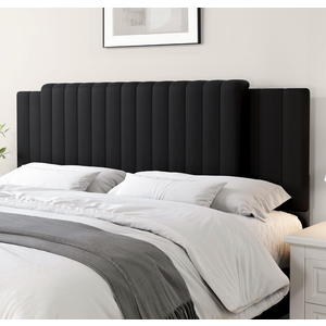 Upholstered Tufted Velvet Headboard, 3 in 1 Headboard for Full/Queen/King Size Bed, Height & Width Adjustable Head Board, Attach Frame, Study & Comfortable, Ideal for Bedroom, Dorm, Guest Room, Black