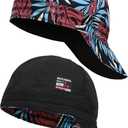 BOCOMAL Welding Cap Flame Resistant CAT2 Midweight Printed 6 Pannel Welder Caps-2 Pack