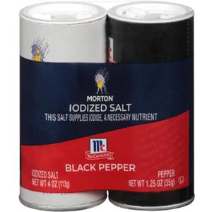 Morton Iodized Salt and McCormick Pepper Shaker Set, 5.25 Ounce (Pack of 12)