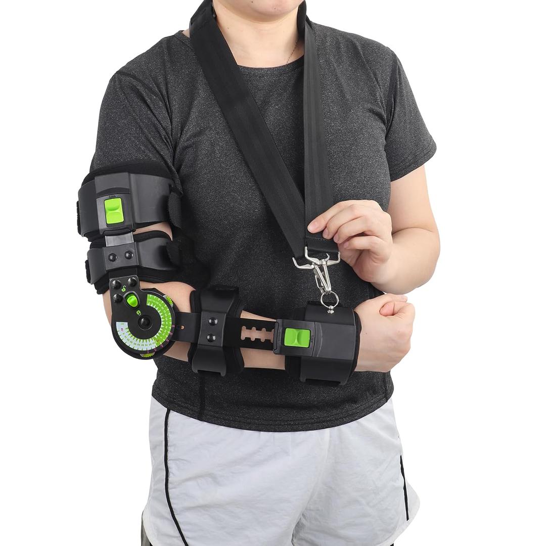 Adjustable Hinged ROM Elbow Brace - Post-Op Stabilizer Splint for Arm Injury Recovery Support After Surgery, Ligament and Tendon Repairs and Dislocation (Right Arm)