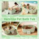 Foldable Dog Bathtub for Small to Medium Dogs & Cats, Portable Dog Tub with Drain Plug & Non-Slip PVC Bottom, Use as Shower Pet Bathtub or Puppy Pool, Fold Flat for Easy Carry & Storage (Green)