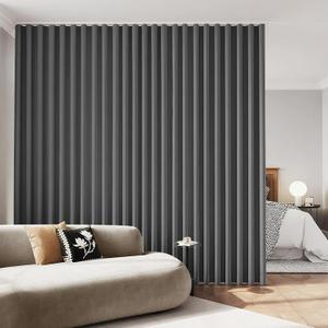 Room Divider Blackout Curtains with Hooks, Extra Wide 6ft Wide Thermal Insulated Drapes for Living Room Bedroom, Sliding Door, Large Windows Dark Grey(1 Panel, 72" W x 108" H)